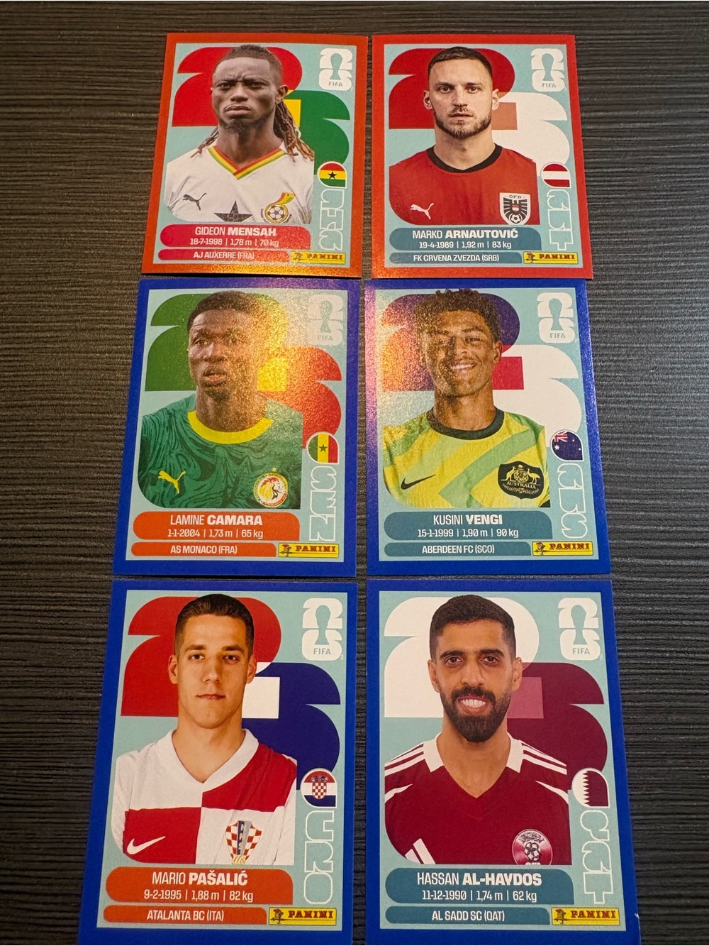 Panini FIFA World Cup Player Sticker Pack - Lot of red and blue boarders designs